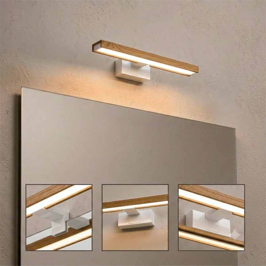 Brilagi - LED fürdőszobai tükörvilágítás 3 az 1-ben WOODY MIRROR LED/8W/230V 40 cm IP44 fehér/tölgy