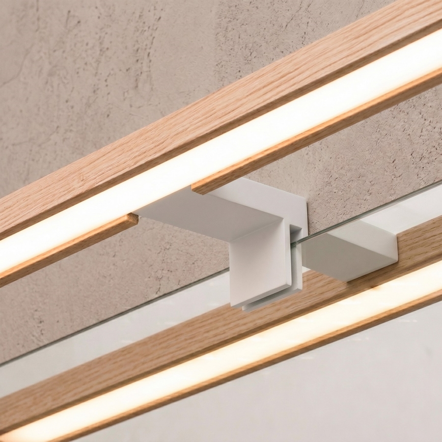 Brilagi - LED fürdőszobai tükörvilágítás 3 az 1-ben WOODY MIRROR LED/8W/230V 40 cm IP44 fehér/tölgy