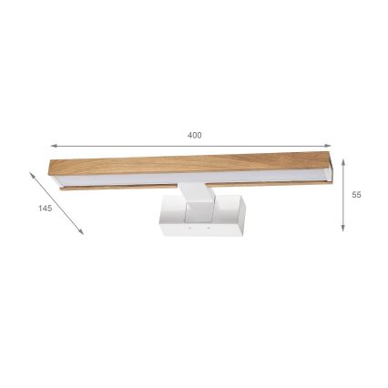 Brilagi - LED fürdőszobai tükörvilágítás 3 az 1-ben WOODY MIRROR LED/8W/230V 40 cm IP44 fehér/tölgy