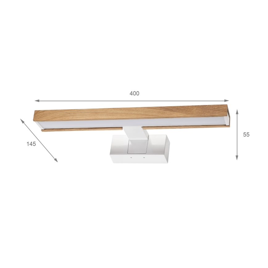 Brilagi - LED fürdőszobai tükörvilágítás 3 az 1-ben WOODY MIRROR LED/8W/230V 40 cm IP44 fehér/tölgy