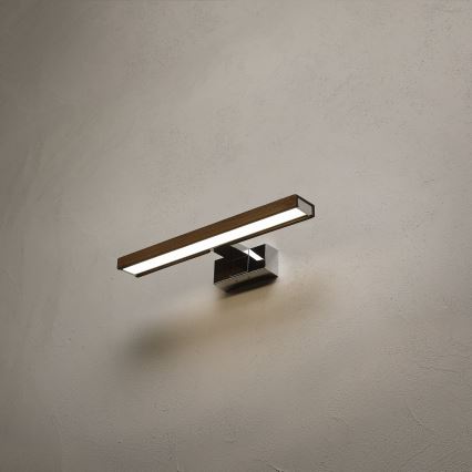 Brilagi - LED fürdőszobai tükörvilágítás 3 az 1-ben WOODY MIRROR LED/8W/230V 40 cm IP44 fényes króm/tölgy-dió