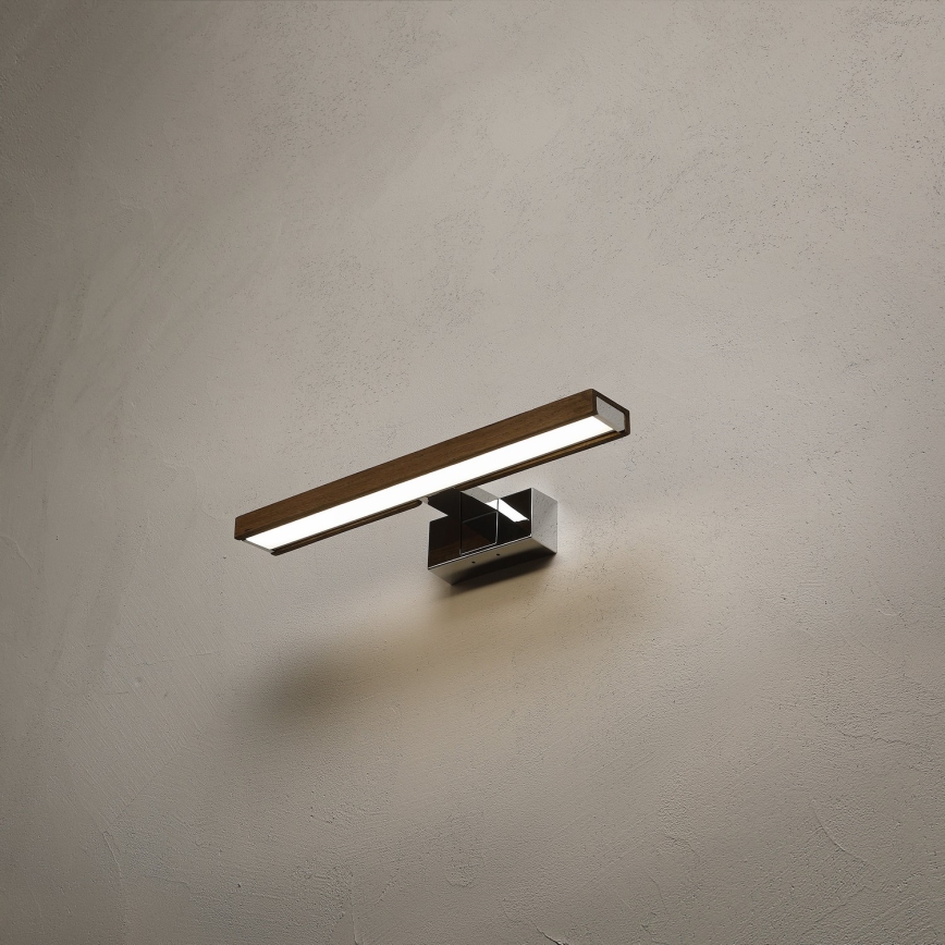 Brilagi - LED fürdőszobai tükörvilágítás 3 az 1-ben WOODY MIRROR LED/8W/230V 40 cm IP44 fényes króm/tölgy-dió