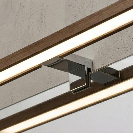 Brilagi - LED fürdőszobai tükörvilágítás 3 az 1-ben WOODY MIRROR LED/8W/230V 40 cm IP44 fényes króm/tölgy-dió