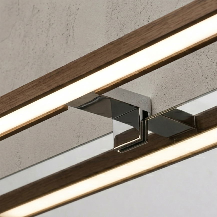 Brilagi - LED fürdőszobai tükörvilágítás 3 az 1-ben WOODY MIRROR LED/8W/230V 40 cm IP44 fényes króm/tölgy-dió