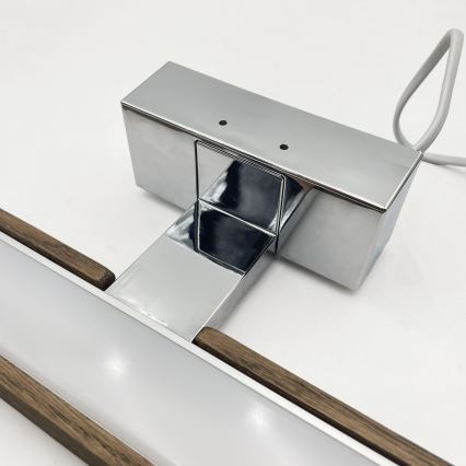 Brilagi - LED fürdőszobai tükörvilágítás 3 az 1-ben WOODY MIRROR LED/8W/230V 40 cm IP44 fényes króm/tölgy-dió