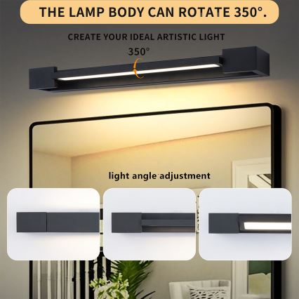 Brilagi - LED fürdőszobai tükörvilágítás AQUA LINE LED/12W/230V 45 cm IP44 fekete CRI 90