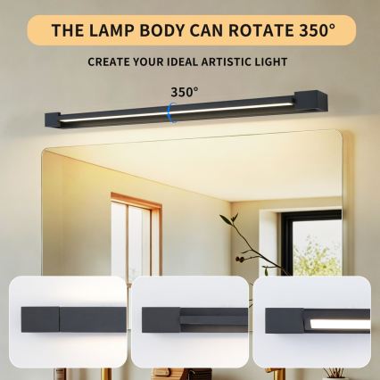 BRILAGI - LED fürdőszobai tükörvilágítás AQUA LINE LED/20W/230V 80 cm IP44 fekete CRI 90