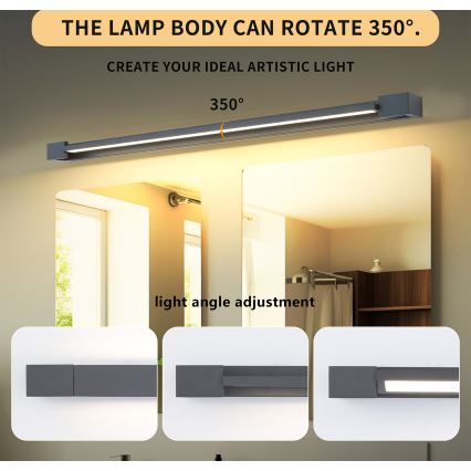 Brilagi - LED fürdőszobai tükörvilágítás AQUA LINE LED/36W/230V 120 cm IP44 antracit CRI 90