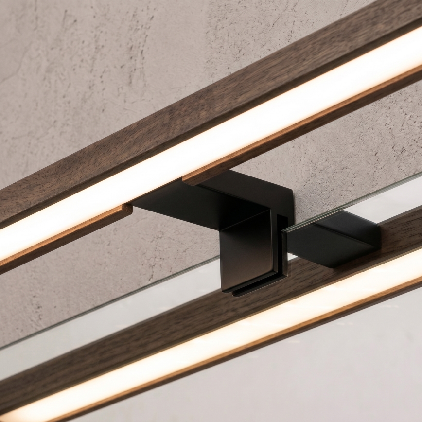Brilagi - LED fürdőszobai tükörvilágítás WOODY MIRROR 3 az 1-ben LED/15W/230V 80 cm IP44 fekete/tölgy-dió