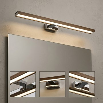 BRILAGI - LED fürdőszobai tükörvilágítás WOODY MIRROR 3v1 LED/15W/230V 80 cm IP44 fényes króm/tölgy dió