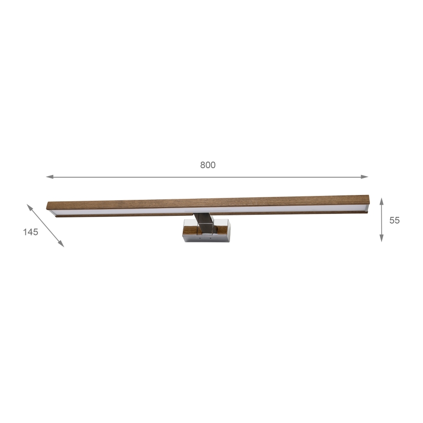 BRILAGI - LED fürdőszobai tükörvilágítás WOODY MIRROR 3v1 LED/15W/230V 80 cm IP44 fényes króm/tölgy dió