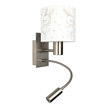 Brilagi - LED gyerek állítható fali lámpa BOBO 1xE27/25W/230V + LED/3W matt króm/fehér/nyuszik