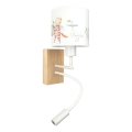 Brilagi - LED gyerek állítható fali lámpa BOBO WOOD 1xE27/25W/230V + LED/3W tölgy/fehér/állatmintás