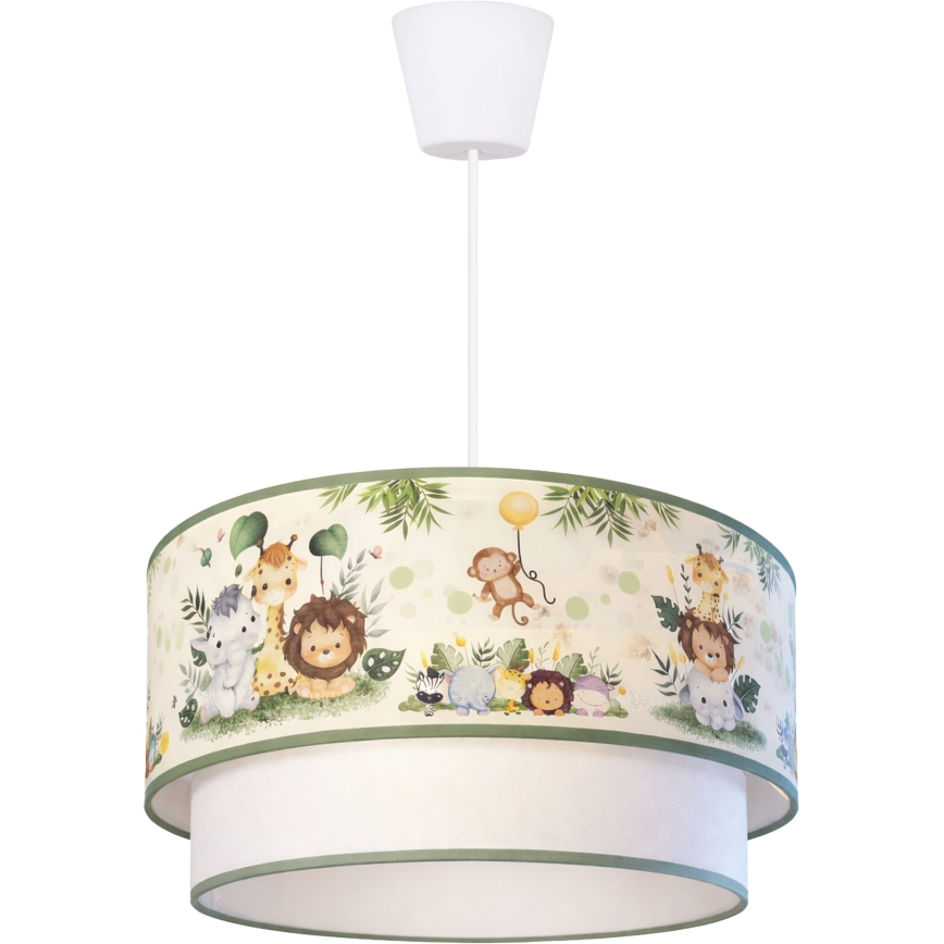 Brilagi - LED gyerek függőlámpa zsinóron BOBO 1xE27/60W/230V átm. 40 cm krémszínű/zöld/dzsungel