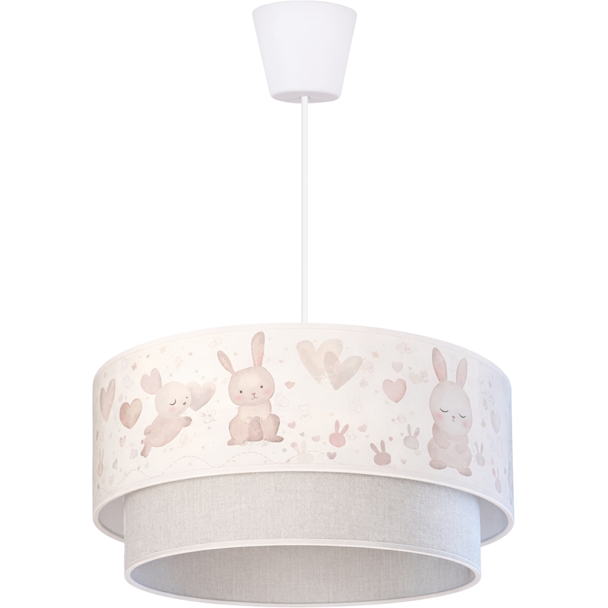 Brilagi - LED gyerekszoba csillár BOBO, kábellel, 1xE27/60W/230V, átm. 40 cm, krémszínű/szürke/nyuszis