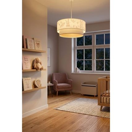 Brilagi - LED gyerekszoba csillár BOBO, kábellel, 1xE27/60W/230V, átm. 40 cm, krémszínű/szürke/nyuszis