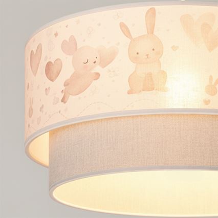 Brilagi - LED gyerekszoba csillár BOBO, kábellel, 1xE27/60W/230V, átm. 40 cm, krémszínű/szürke/nyuszis