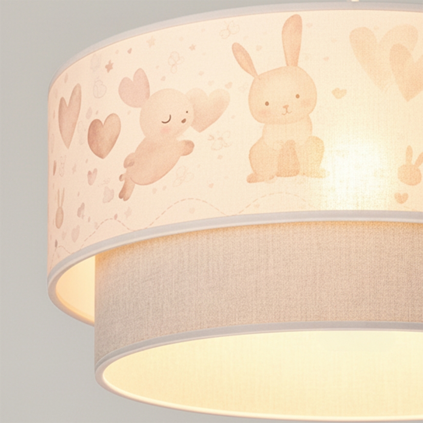 Brilagi - LED gyerekszoba csillár BOBO, kábellel, 1xE27/60W/230V, átm. 40 cm, krémszínű/szürke/nyuszis