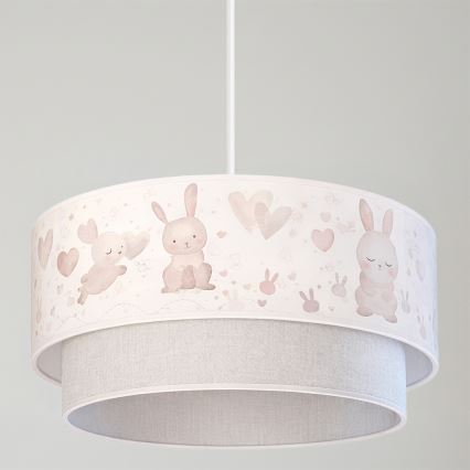 Brilagi - LED gyerekszoba csillár BOBO, kábellel, 1xE27/60W/230V, átm. 40 cm, krémszínű/szürke/nyuszis