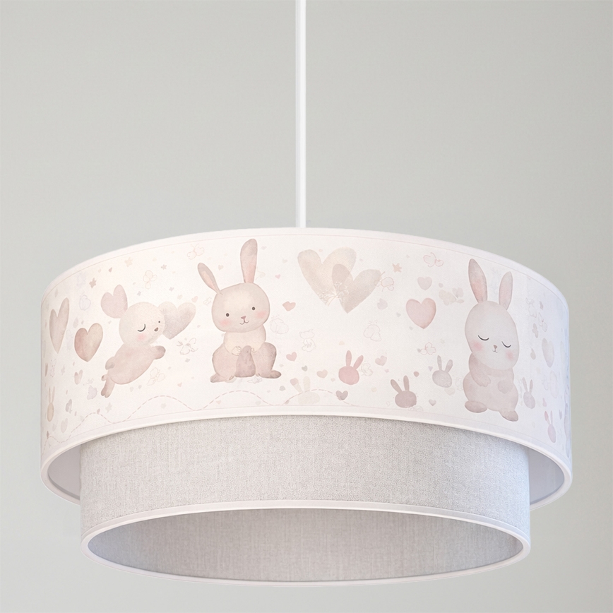 Brilagi - LED gyerekszoba csillár BOBO, kábellel, 1xE27/60W/230V, átm. 40 cm, krémszínű/szürke/nyuszis
