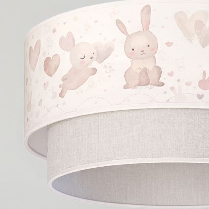 Brilagi - LED gyerekszoba csillár BOBO, kábellel, 1xE27/60W/230V, átm. 40 cm, krémszínű/szürke/nyuszis