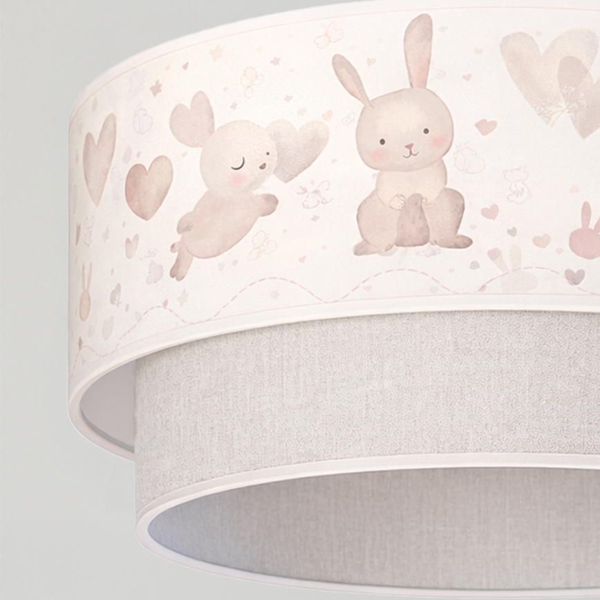 Brilagi - LED gyerekszoba csillár BOBO, kábellel, 1xE27/60W/230V, átm. 40 cm, krémszínű/szürke/nyuszis