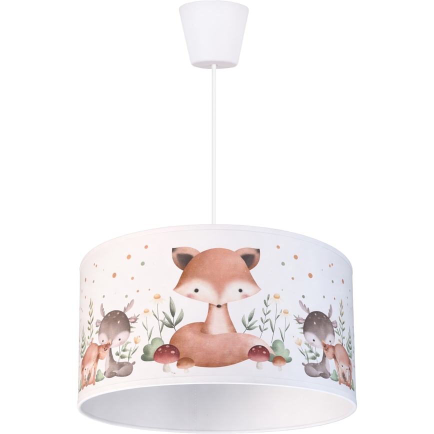 Brilagi - LED gyerek csillár zsinóron BOBO 1xE27/10W/230V átm. 35 cm fehér/állatmintás