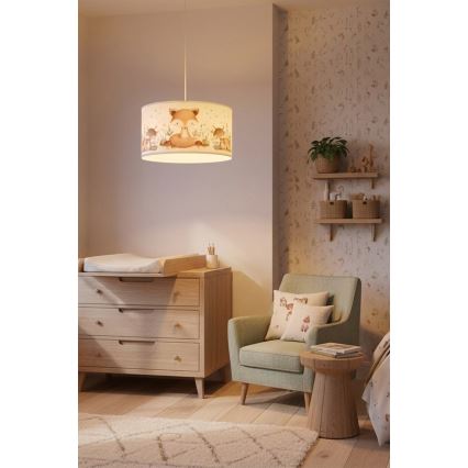 Brilagi - LED gyerek csillár zsinóron BOBO 1xE27/10W/230V átm. 35 cm fehér/állatmintás