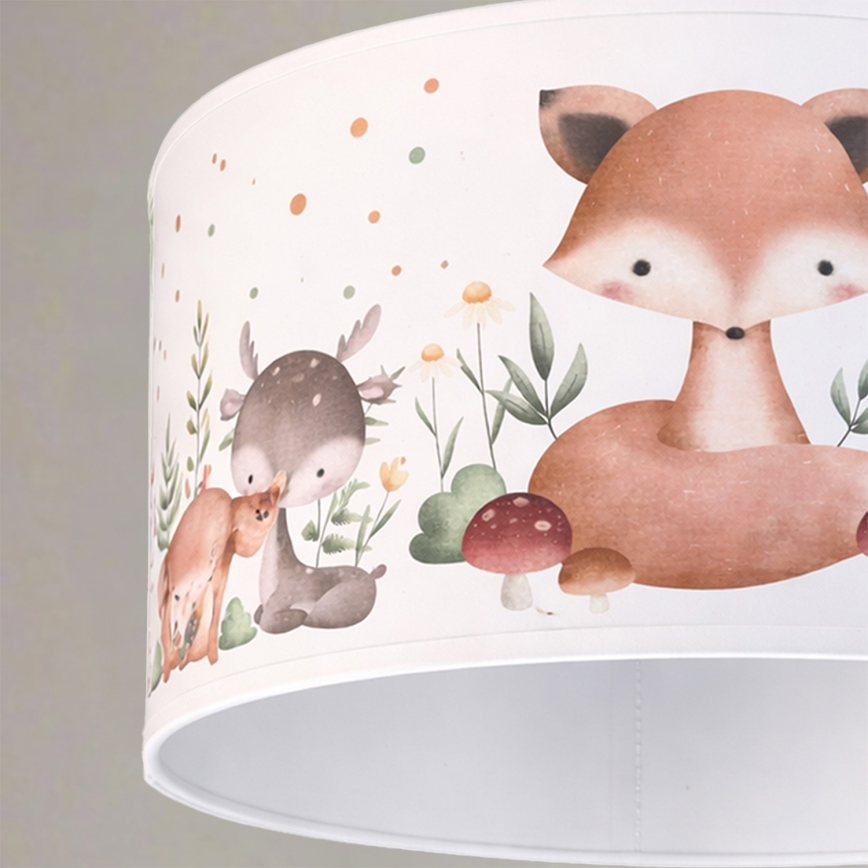 Brilagi - LED gyerek csillár zsinóron BOBO 1xE27/10W/230V átm. 35 cm fehér/állatmintás