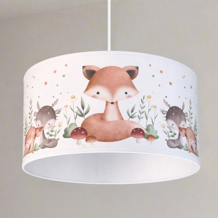 Brilagi - LED gyerek csillár zsinóron BOBO 1xE27/60W/230V átm. 35 cm fehér/állatmintás