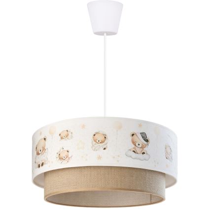 Brilagi - LED gyerek zsinóros függeszték BOBO 1xE27/60W/230V átm. 40 cm fehér/bézs/macis