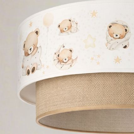 Brilagi - LED gyerek zsinóros függeszték BOBO 1xE27/60W/230V átm. 40 cm fehér/bézs/macis