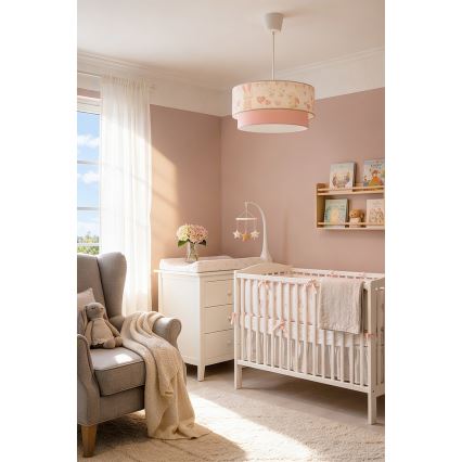 Brilagi - LED gyerek függeszték kábelre függeszthető BOBO 1xE27/60W/230V átm. 40 cm krémszínű/rózsaszín/nyuszis