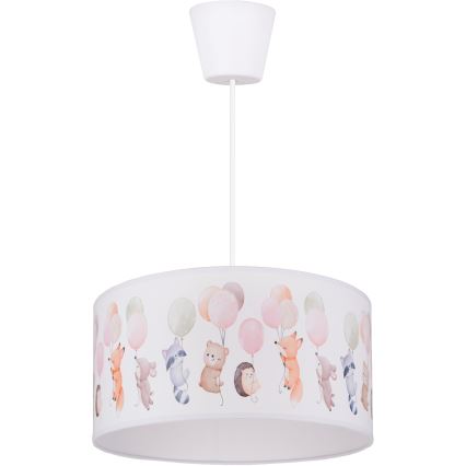 Brilagi - LED gyerek csillár zsinórral BOBO 1xE27/10W/230V Ø 35 cm fehér/állatkás