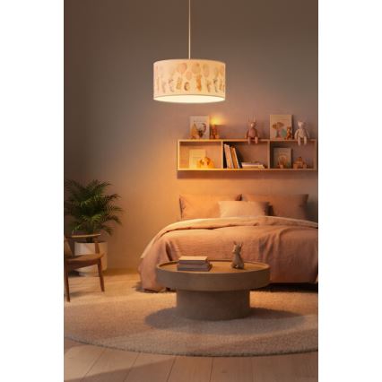 Brilagi - LED gyerek csillár zsinórral BOBO 1xE27/10W/230V Ø 35 cm fehér/állatkás