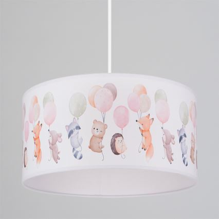Brilagi - LED gyerek csillár zsinórral BOBO 1xE27/10W/230V Ø 35 cm fehér/állatkás