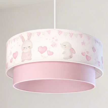 Brilagi - LED gyerekcsillár zsinóron BOBO 1xE27/10W/230V Ø 40 cm krémszínű/rózsaszín/nyuszik