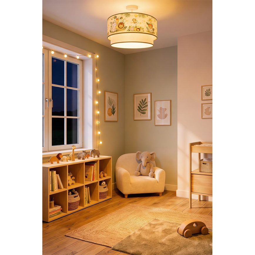 Brilagi - LED gyerekszobai felületre szerelhető mennyezeti lámpa BOBO 1xE27/60W/230V, átmérő 40 cm, krém/zöld/dzsungel