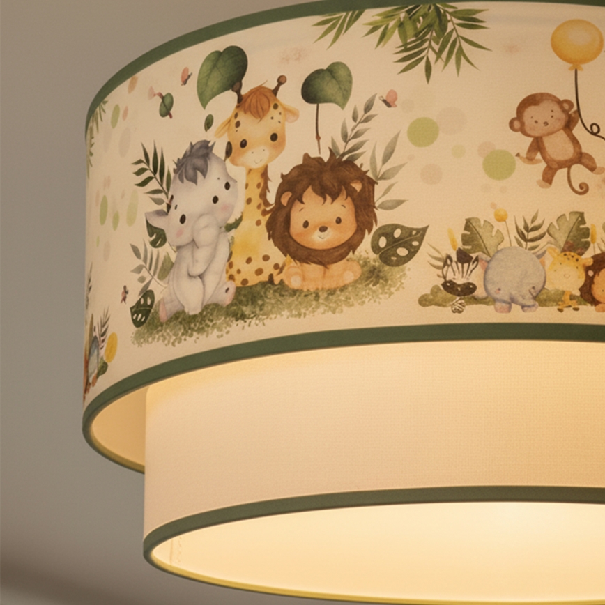 Brilagi - LED gyerekszobai felületre szerelhető mennyezeti lámpa BOBO 1xE27/60W/230V, átmérő 40 cm, krém/zöld/dzsungel