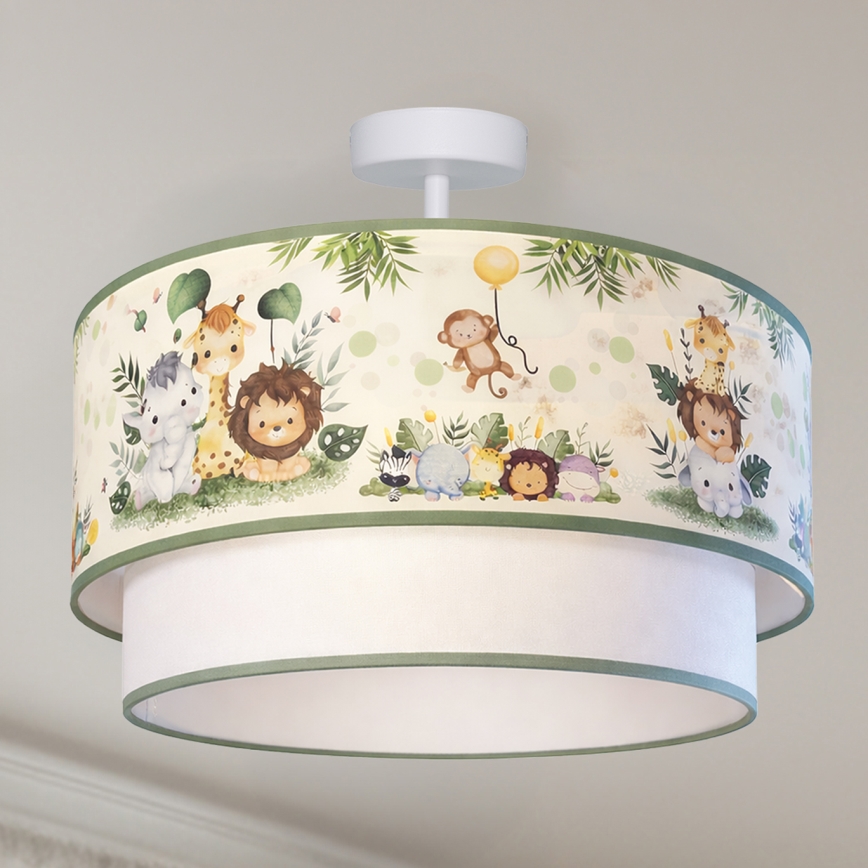 Brilagi - LED gyerekszobai felületre szerelhető mennyezeti lámpa BOBO 1xE27/60W/230V, átmérő 40 cm, krém/zöld/dzsungel
