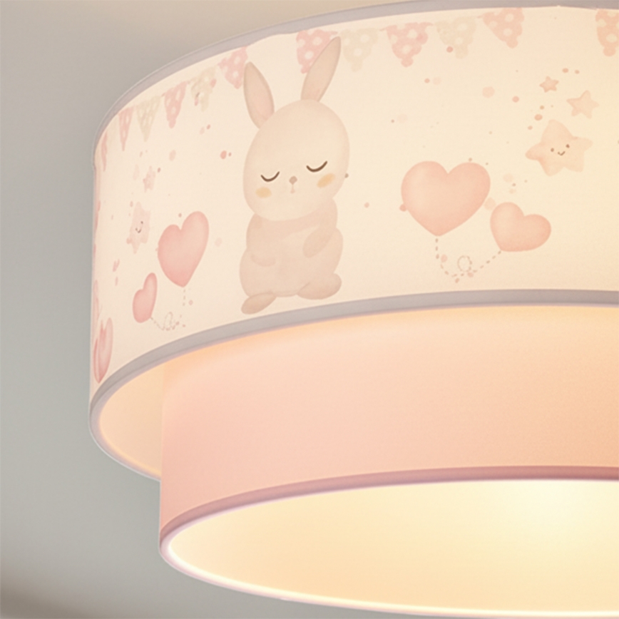 Brilagi - LED gyermek ráépített mennyezeti lámpa BOBO 1xE27/60W/230V átm. 40 cm krémszínű/rózsaszín/nyuszik
