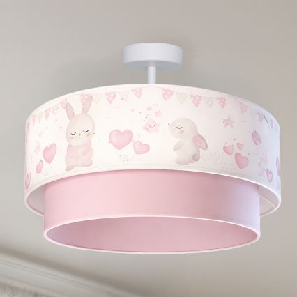 Brilagi - LED gyermek ráépített mennyezeti lámpa BOBO 1xE27/60W/230V átm. 40 cm krémszínű/rózsaszín/nyuszik