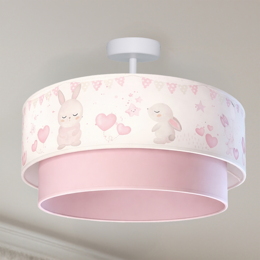 Brilagi - LED gyermek ráépített mennyezeti lámpa BOBO 1xE27/60W/230V átm. 40 cm krémszínű/rózsaszín/nyuszik