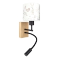 Brilagi - LED gyerek flexibilis fali lámpa BOBO WOOD 1xE27/25W/230V + LED/3W tölgy/fekete/fehér/nyuszis