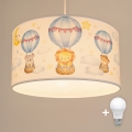 Brilagi - LED gyerek függeszték zsinóron BOBO 1xE27/10W/230V átm. 35 cm fehér/állatmintás