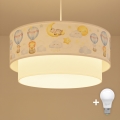 Brilagi - LED gyerek függeszték zsinóron BOBO 1xE27/10W/230V Ø 40 cm fehér/bézs/állatmintás