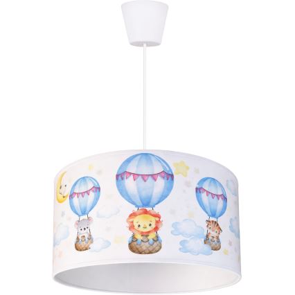 Brilagi - LED gyerek függeszték zsinóron BOBO 1xE27/60W/230V átm. 35 cm fehér/állatmintás