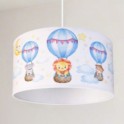 Brilagi - LED gyerek függeszték zsinóron BOBO 1xE27/60W/230V átm. 35 cm fehér/állatmintás
