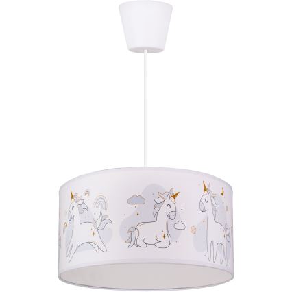 Brilagi - LED zsinóros gyermekcsillár BOBO 1xE27/60W/230V átm. 35 cm fehér/unikornisok