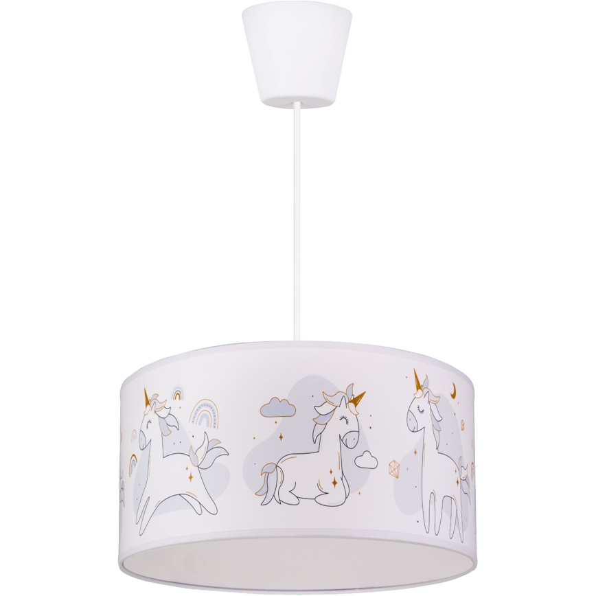 Brilagi - LED zsinóros gyermekcsillár BOBO 1xE27/60W/230V átm. 35 cm fehér/unikornisok